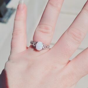Elegant Silver Opal Ring